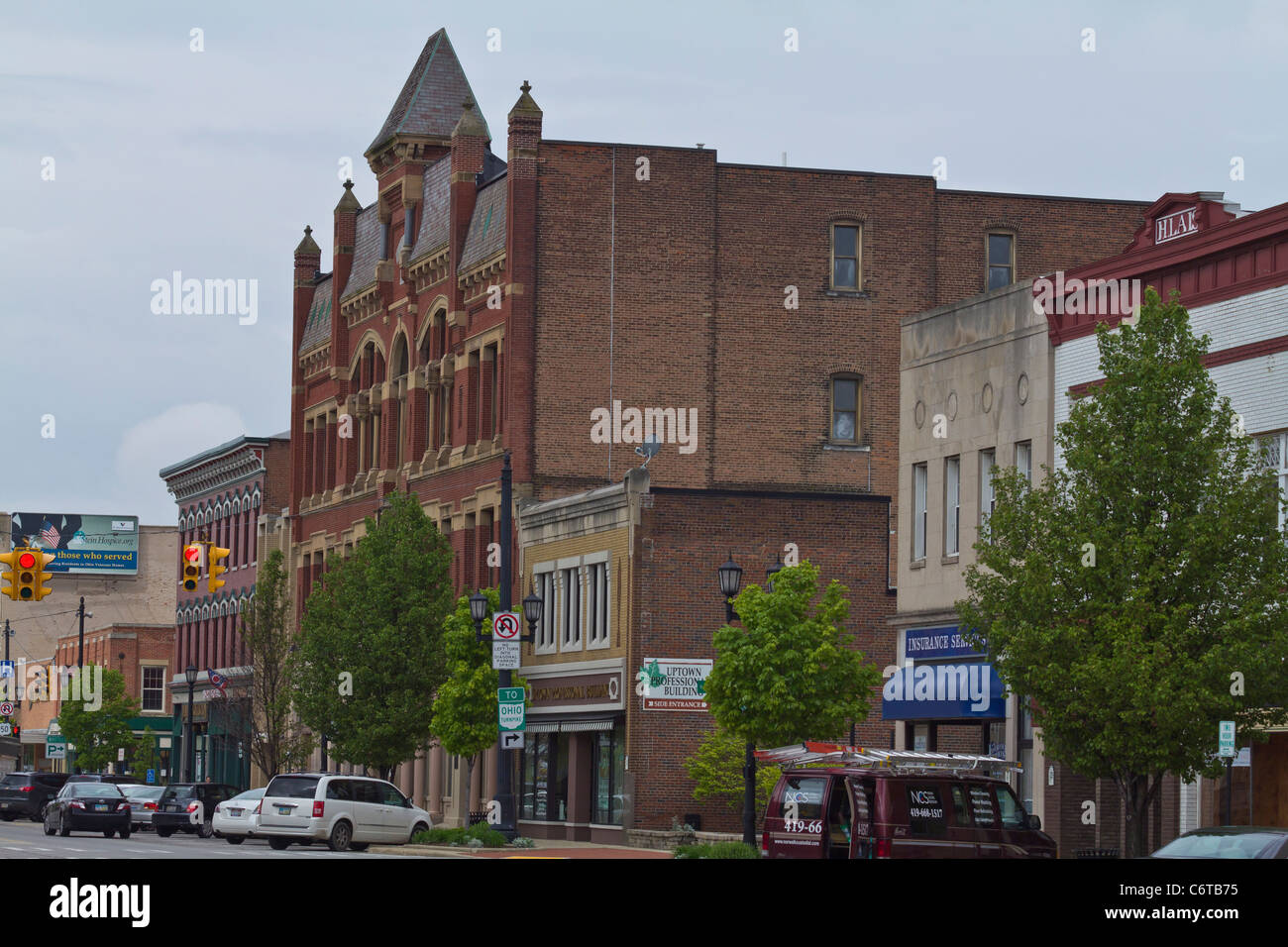 Buildings on street city Norwalk Ohio in USA hires Stock Photo Alamy