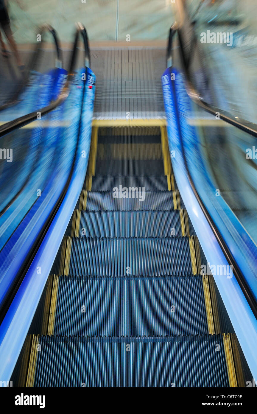 The escalator inside the shopping mall in Grand Baie, Riviere Du