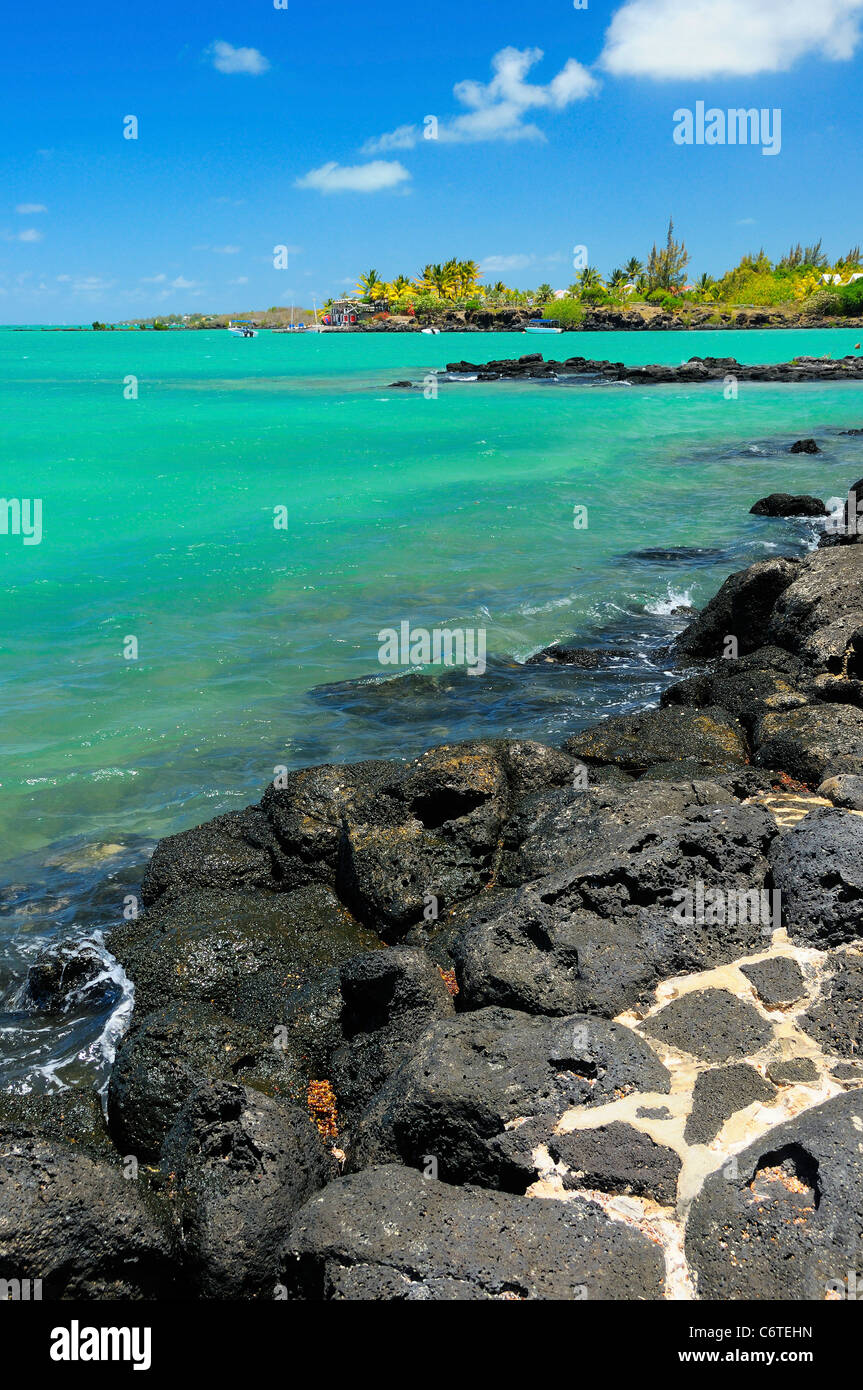 Shoreline in Cap Malheureux, Riviere Du Rempart, Mauritius Stock Photo