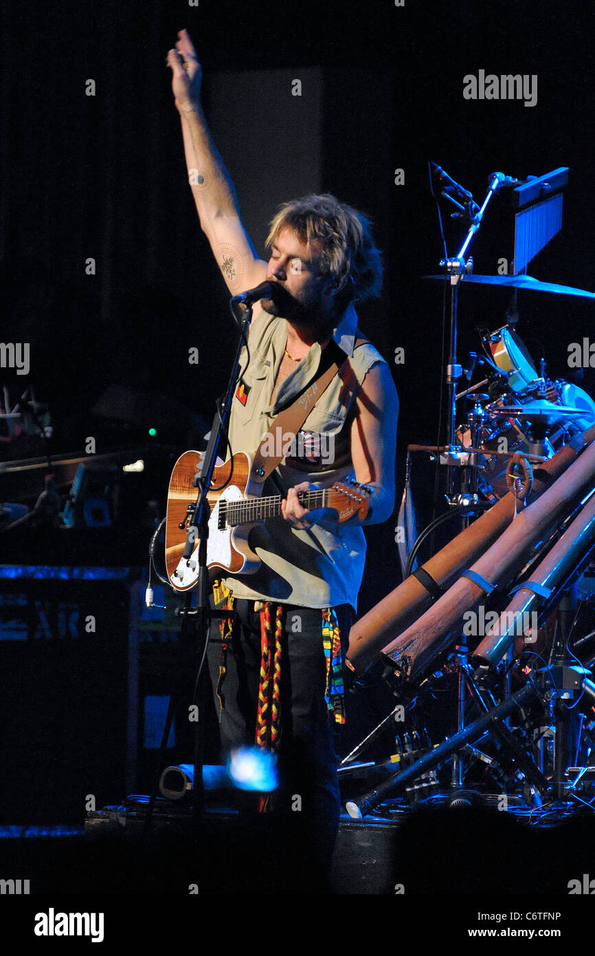 Xavier Rudd Instrument Xavier Rudd of 'Xavier Rudd and Izintaba' performing live on stage at ...