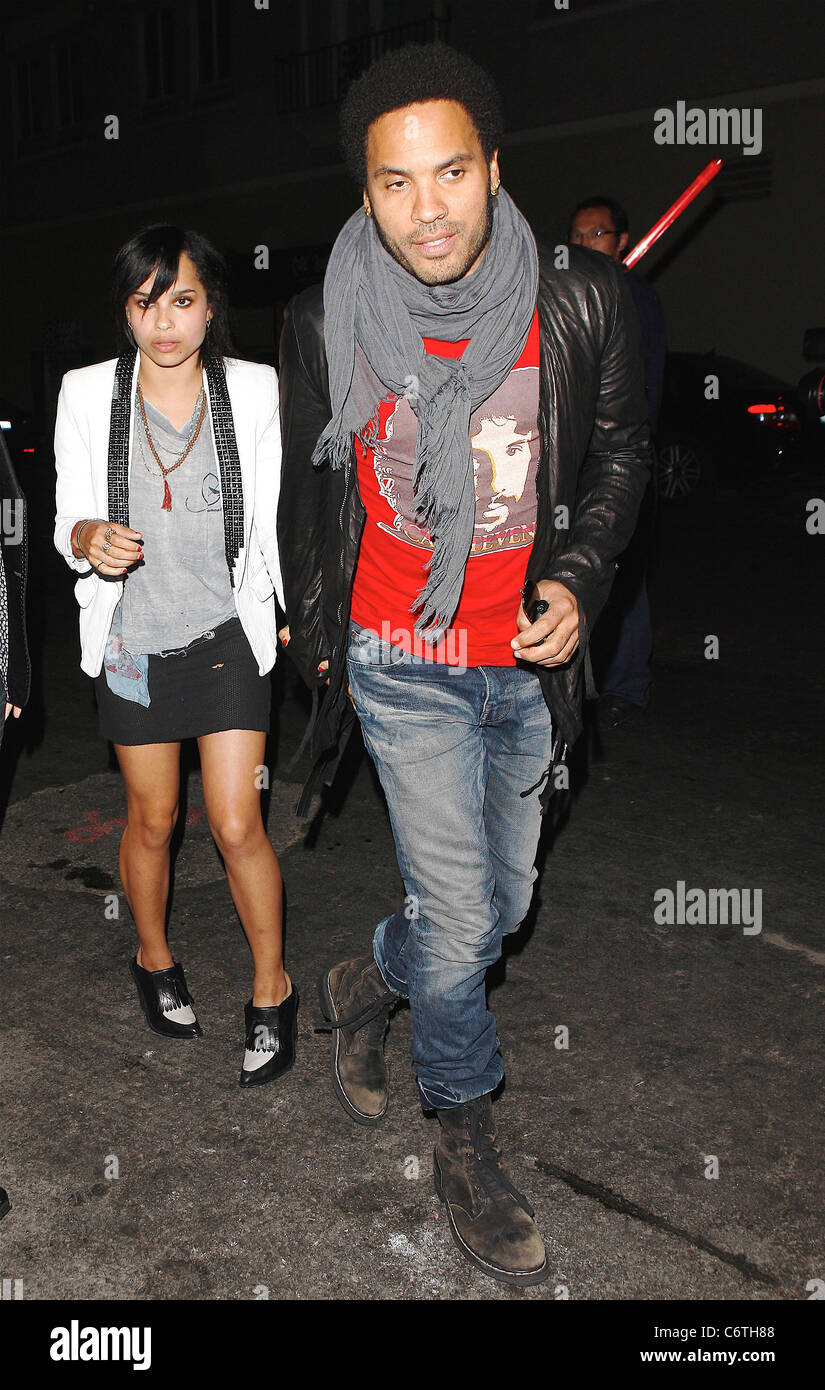 Lenny Kravitz arriving with girlfriend Celebrities outside Las Palmas