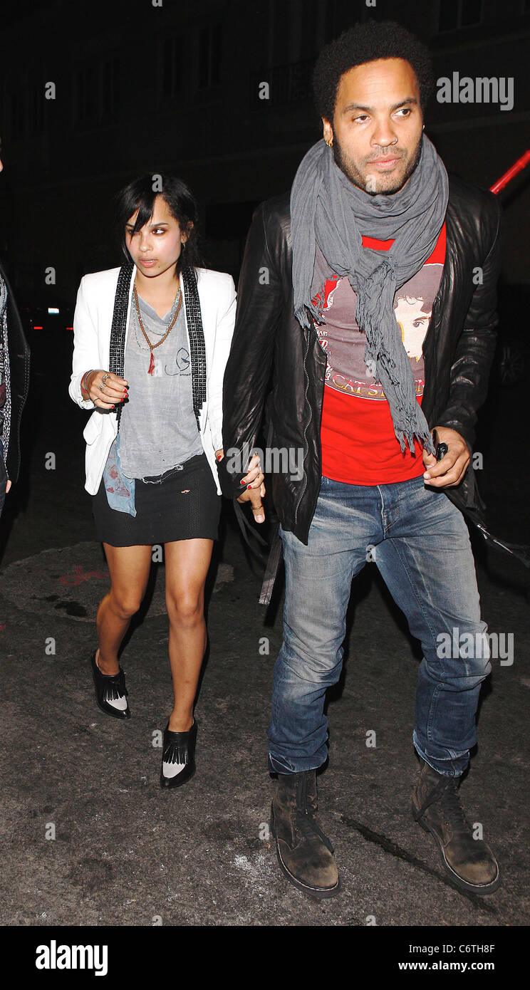 Lenny Kravitz arriving with girlfriend Celebrities outside Las Palmas