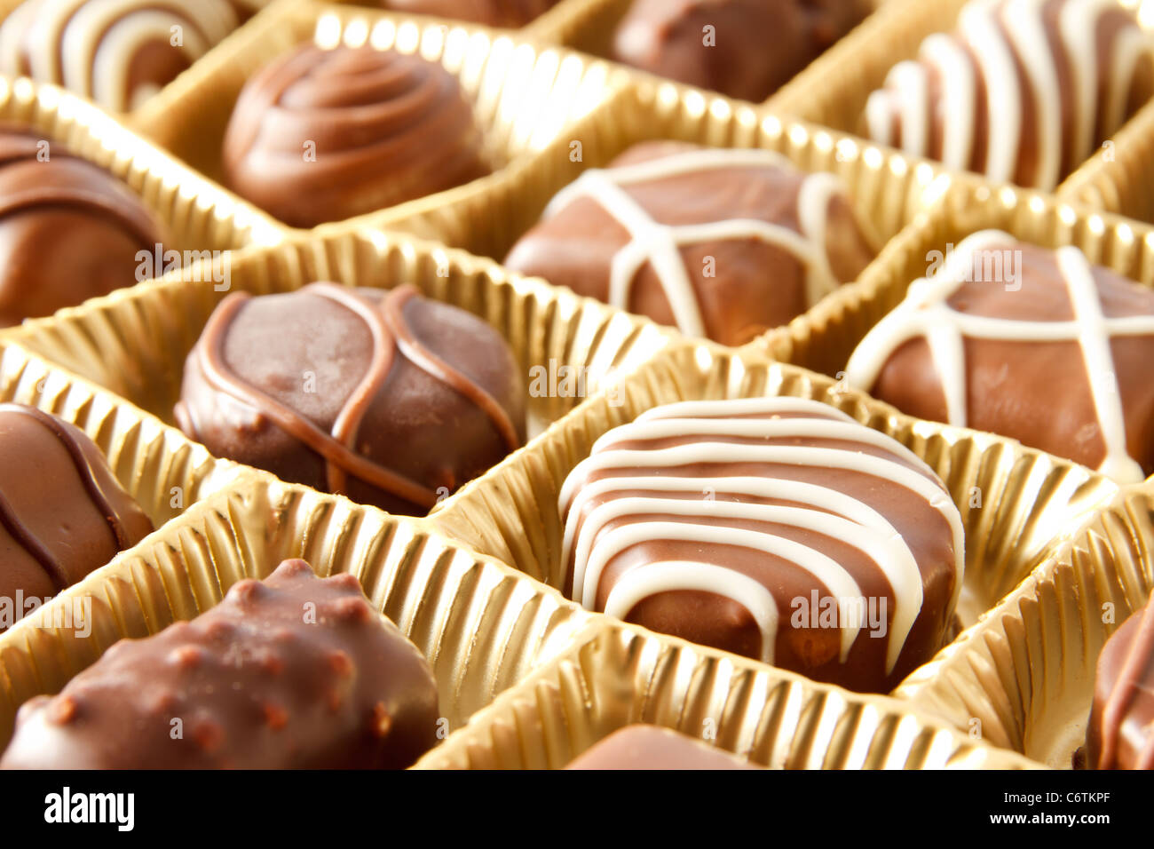 chocolate candy box close up Stock Photo
