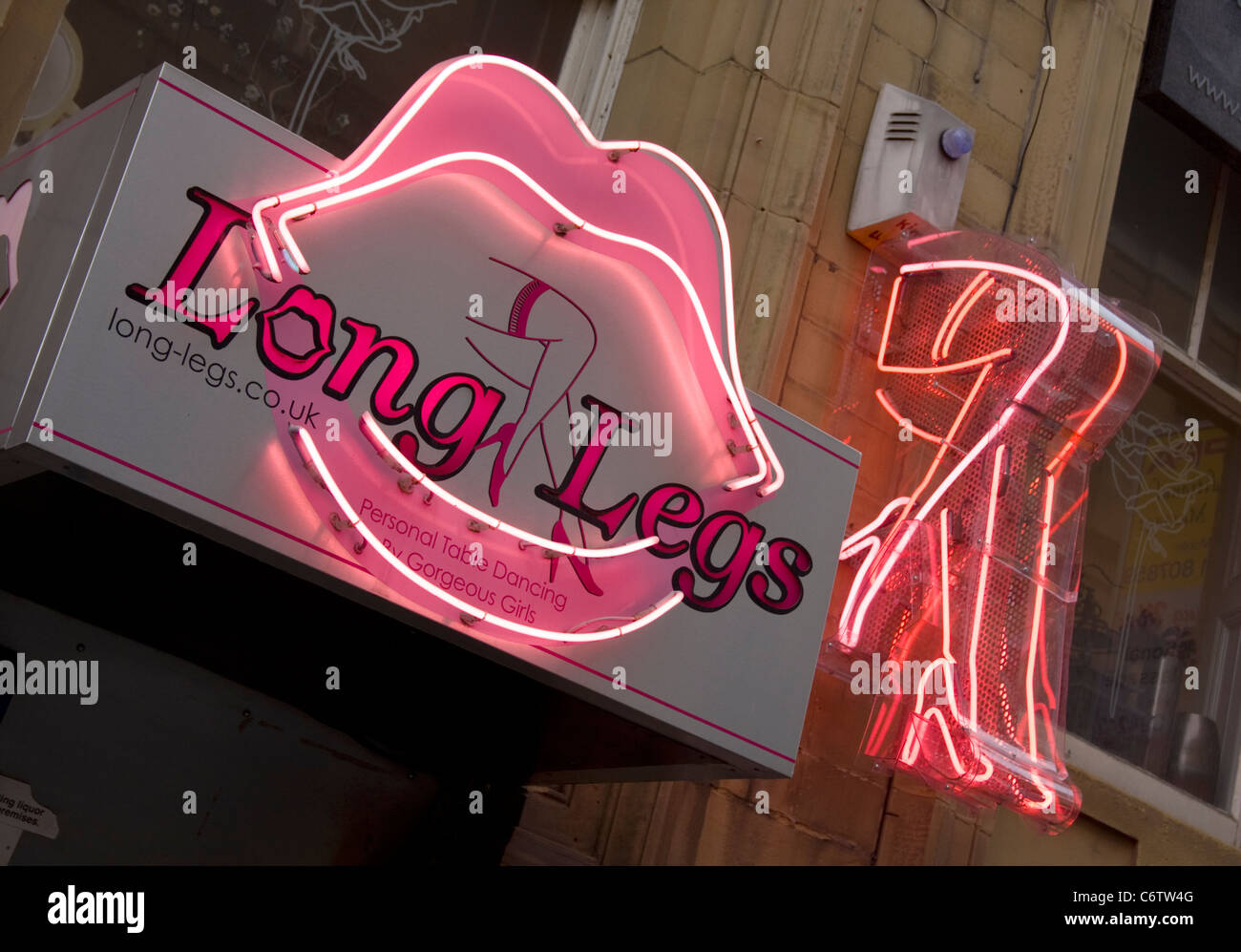 Long Legs nightclub sign China Town Manchester city centre Stock