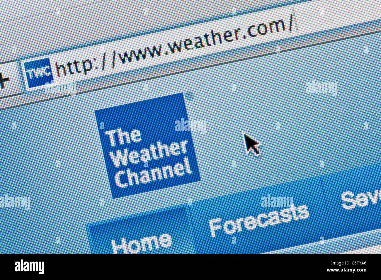 Close up of the The Weather Channel logo as seen on its website. (Editorial use only: print, TV, e-book and editorial website). Stock Photo