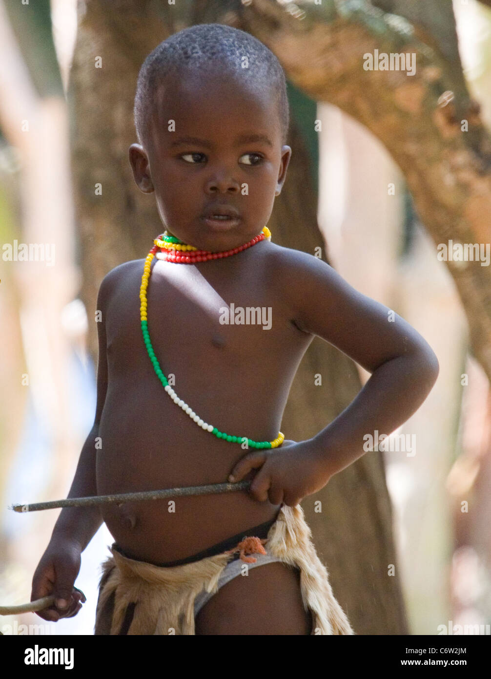 Zulu boy in traditional costume Stock Photo