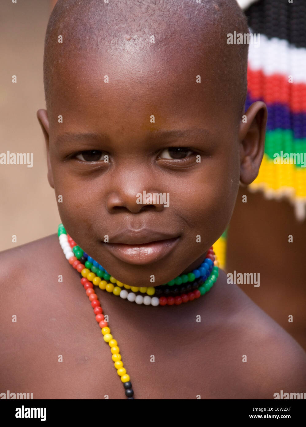 Zulu Boy wearing traditional costume Stock Photo