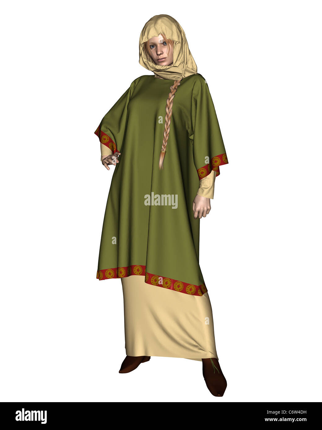 Saxon or Viking Woman with Head Cloth Stock Photo
