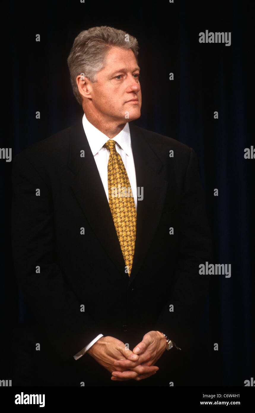 US President Bill Clinton during during the release of the 1998 Federal