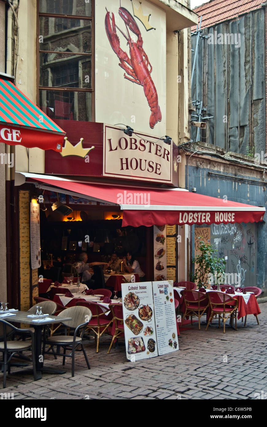 Lobster House, rue des Bouchers, Brussels Stock Photo