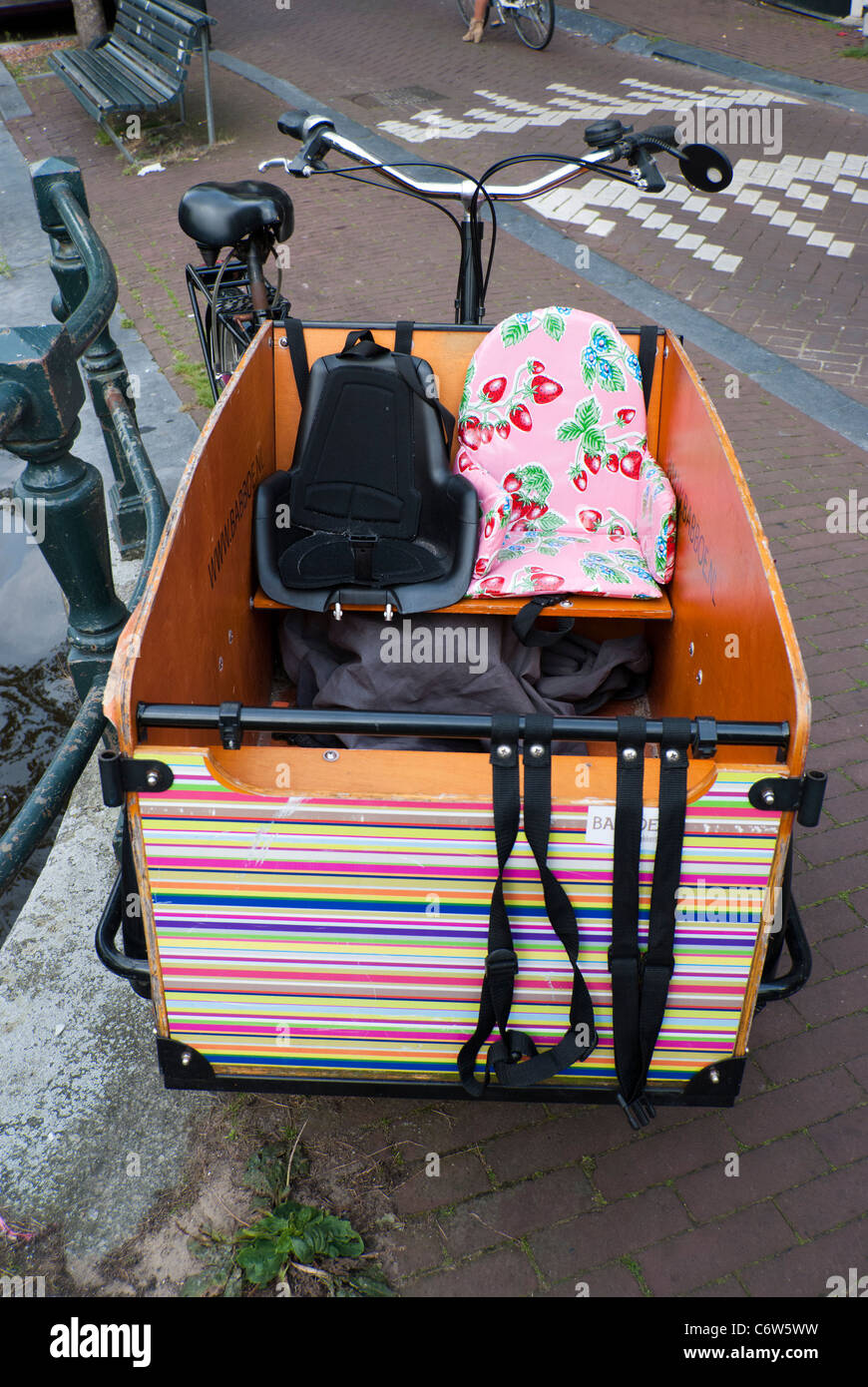 Bicycle and trailer with child seats, Amsterdam Stock Photo Alamy