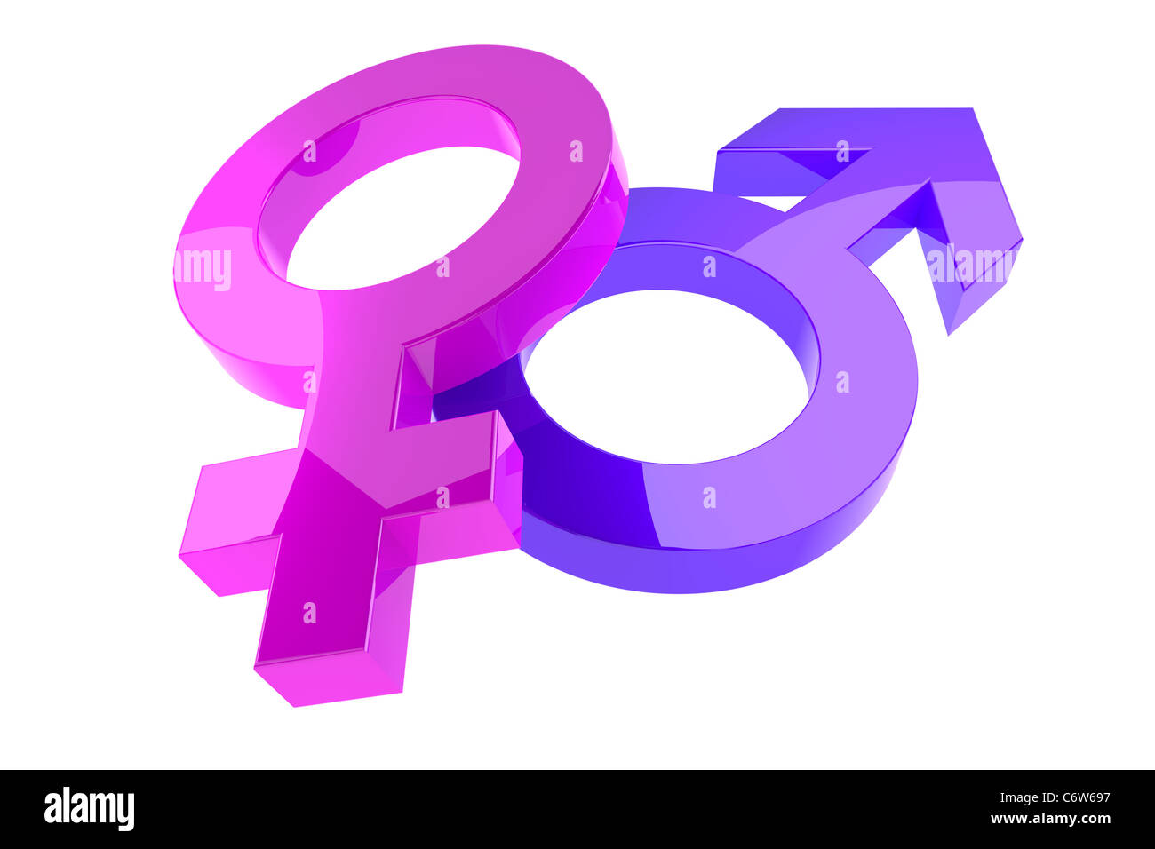 3d femal and male sign on white background Stock Photo