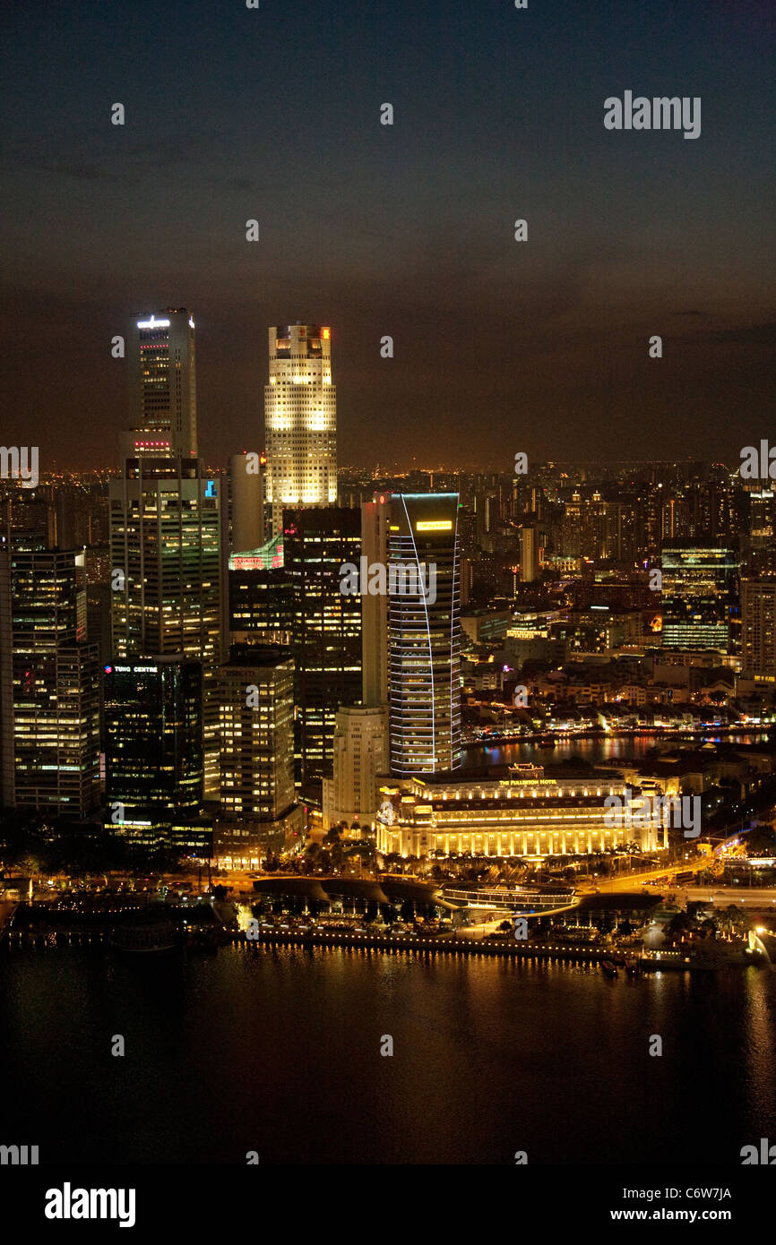 Singapore Skyline over the marina and Financial District at night Stock Photo