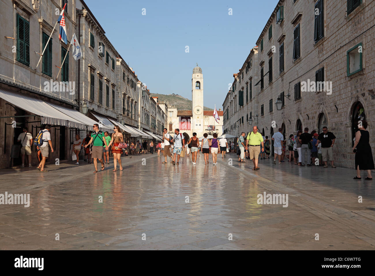 Stradun - main street in the old town of Dubrovnik Stock Photo