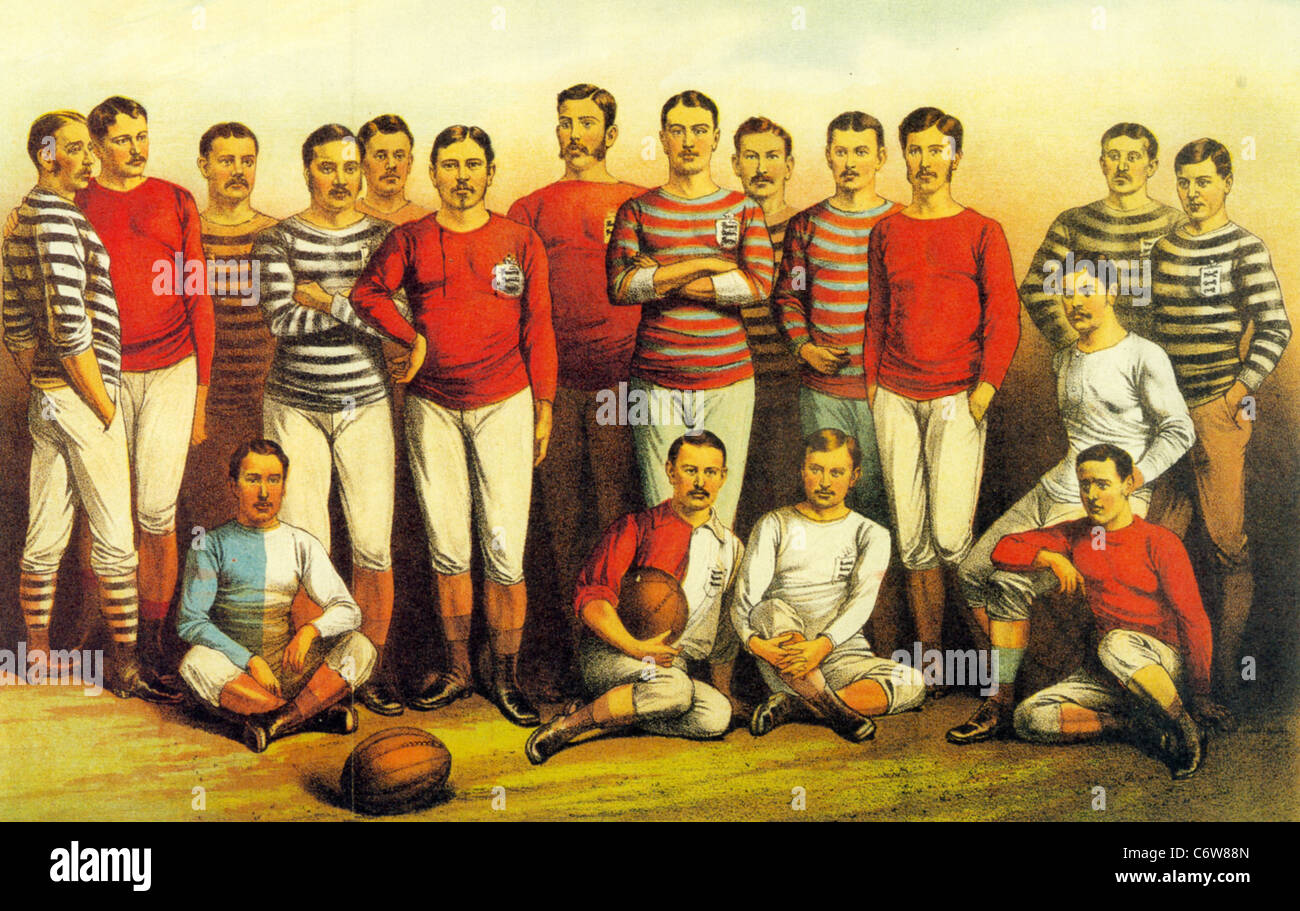 ENGLISH FOOTBALLERS OF 1881 as shown in the Boys Own Magazine Stock Photo