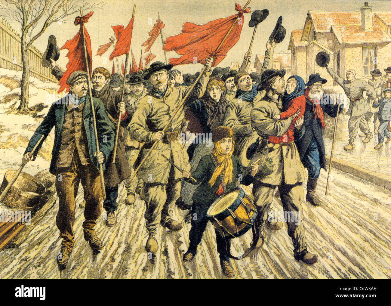 FRENCH MINERS STRIKE 1906 from a French maagzine Stock Photo