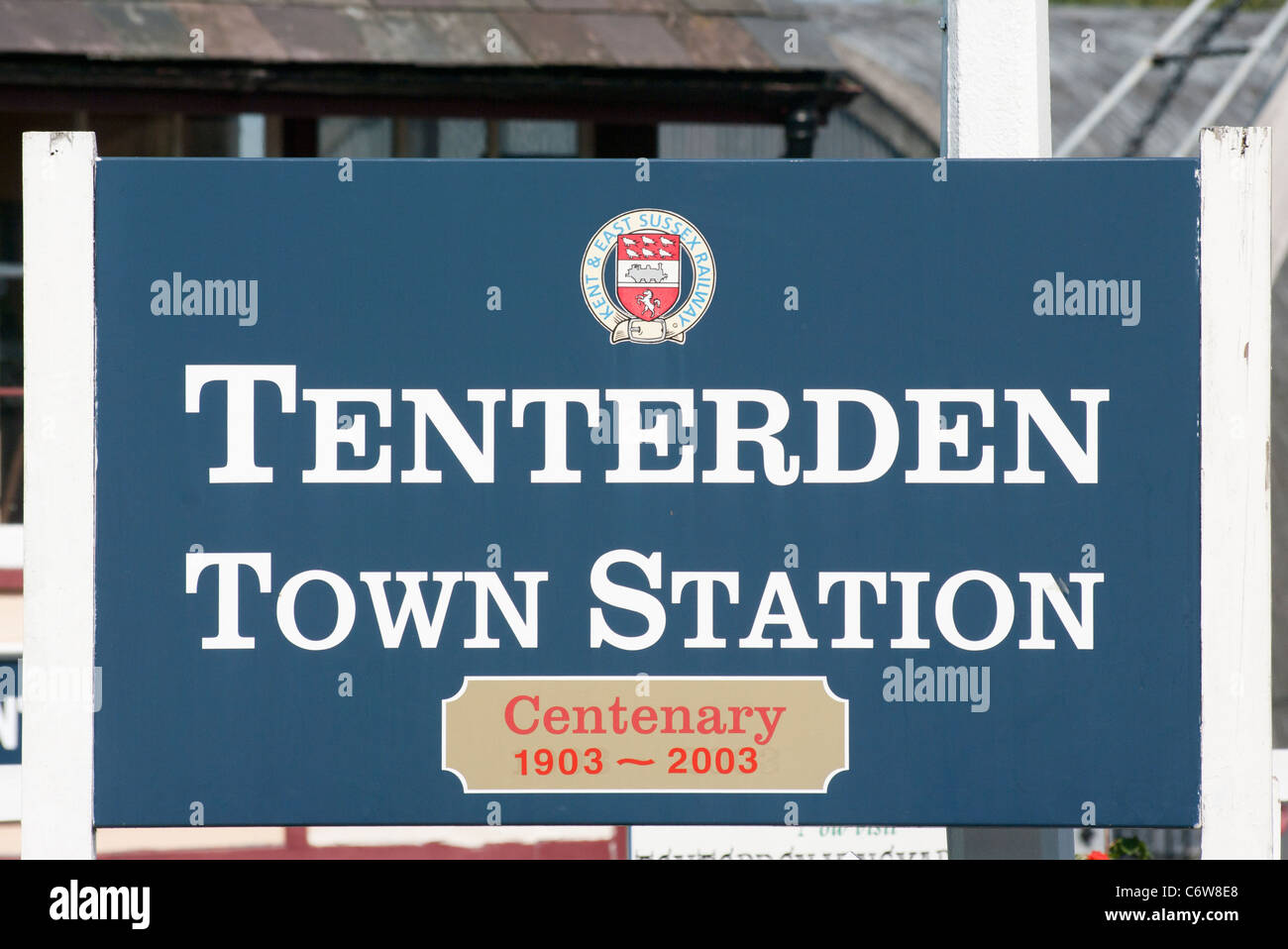 Kent And & East Sussex Steam Railway Train Station Sign Tenterden Kent Stock Photo