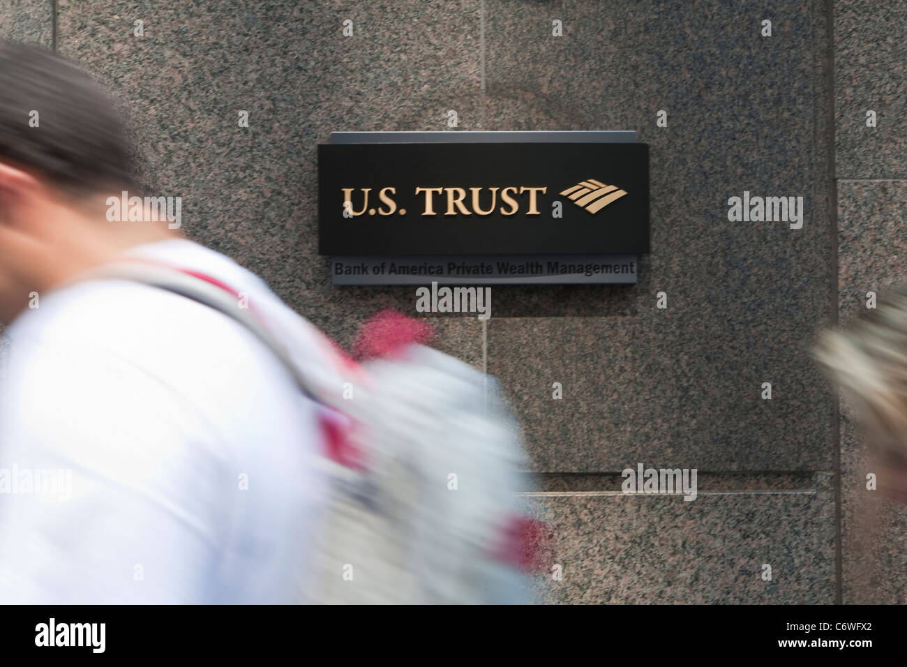 U.S. Trust Corporation office is pictured in the New York City borough of Manhattan, NY, Tuesday August 2, 2011. Stock Photo