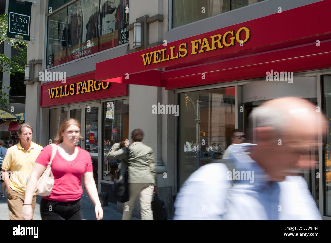 A Wells Fargo branch is pictured in New York City, NY Tuesday August 2, 2011. Stock Photo