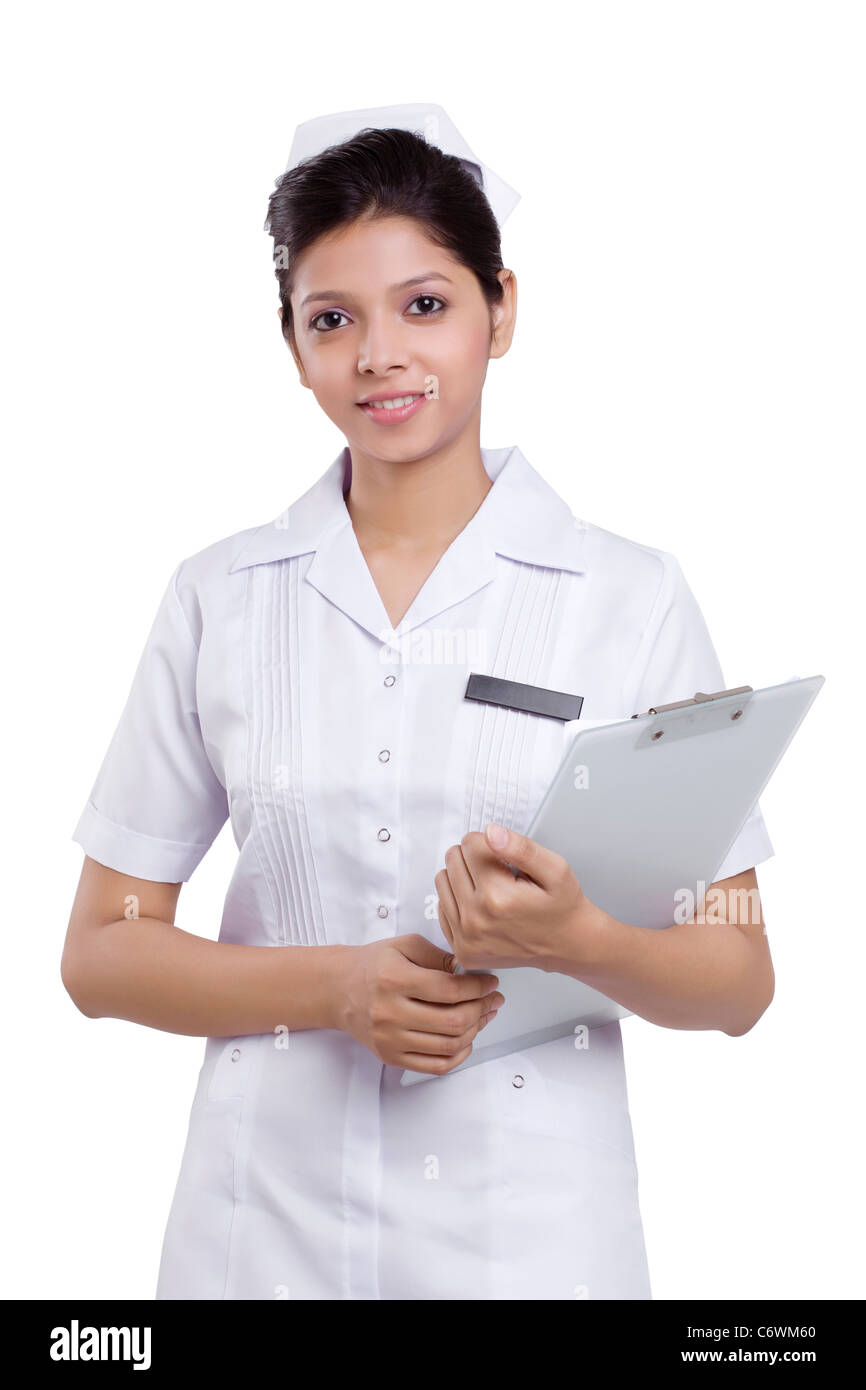 Portrait of a nurse with a clipboard Stock Photo - Alamy