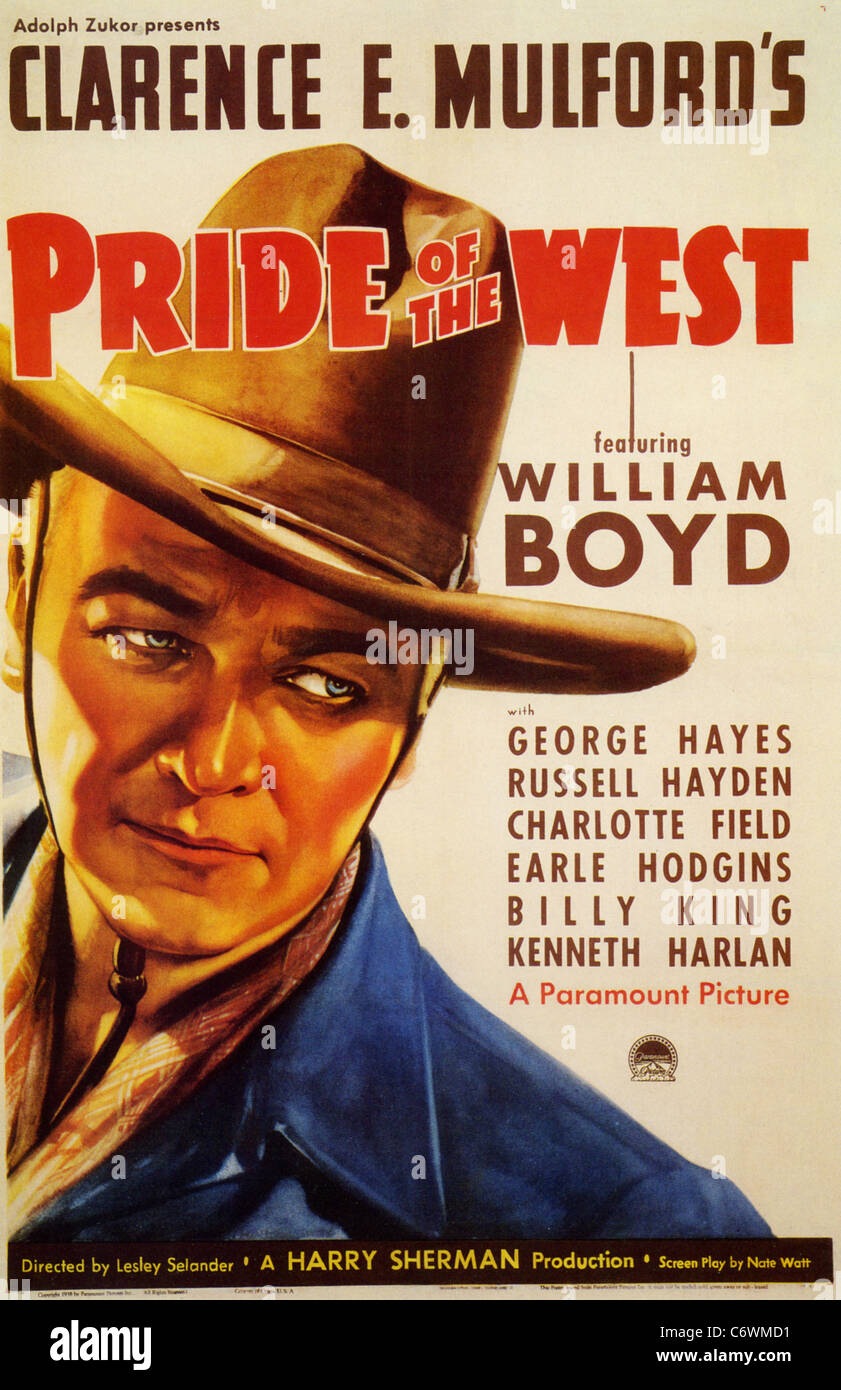 PRIDE OF THE WEST Poster for 1938 Paramount film with William Boyd Stock Photo