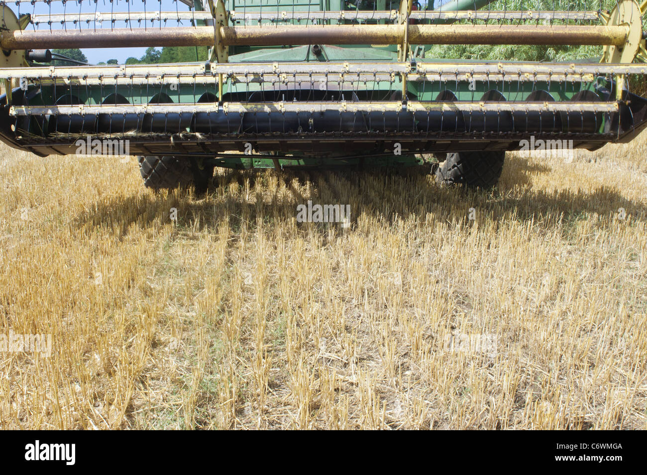 Field after a harvest with a mechanical harvester Stock Photo Alamy