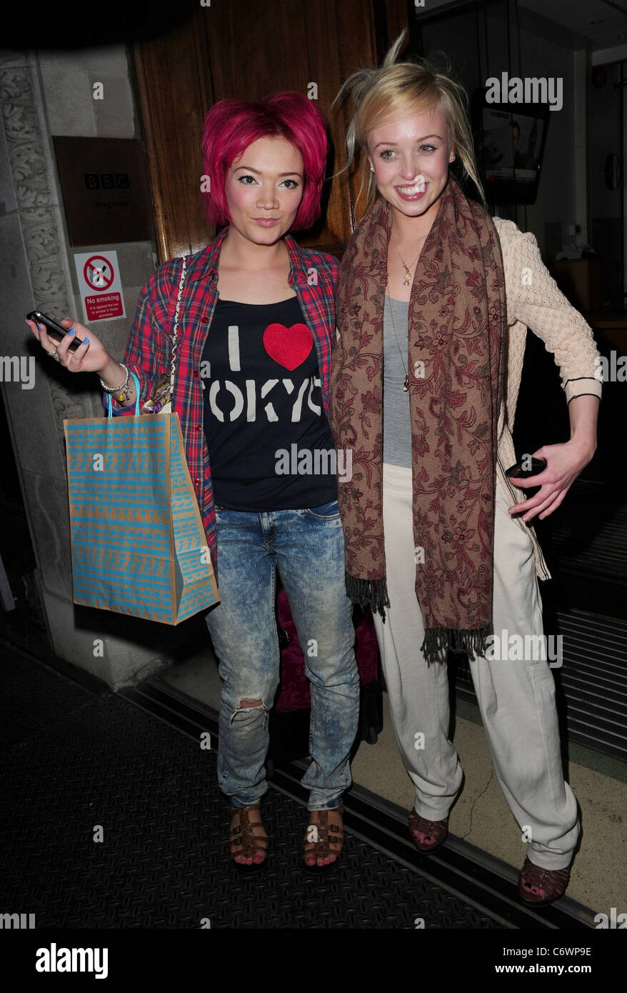 Hollyoaks actresses Hollie-Jay Bowes (L) and Jorgie Porter (R) arrive