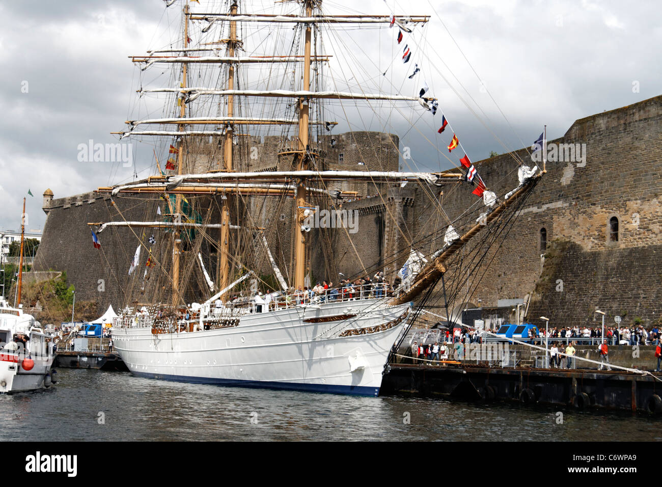 Cisne Branco : clipper-rigged ship (Brazilian Navy, Rio de Janeiro), Brest maritime festival (Finistère, Brittany, France). Stock Photo