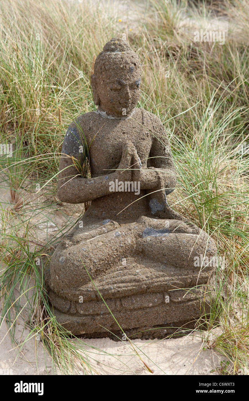 Buddha Statue near Beach Restaurant Sansibar near Rantum, Sylt Island, Schleswig-Holstein, Germany Stock Photo