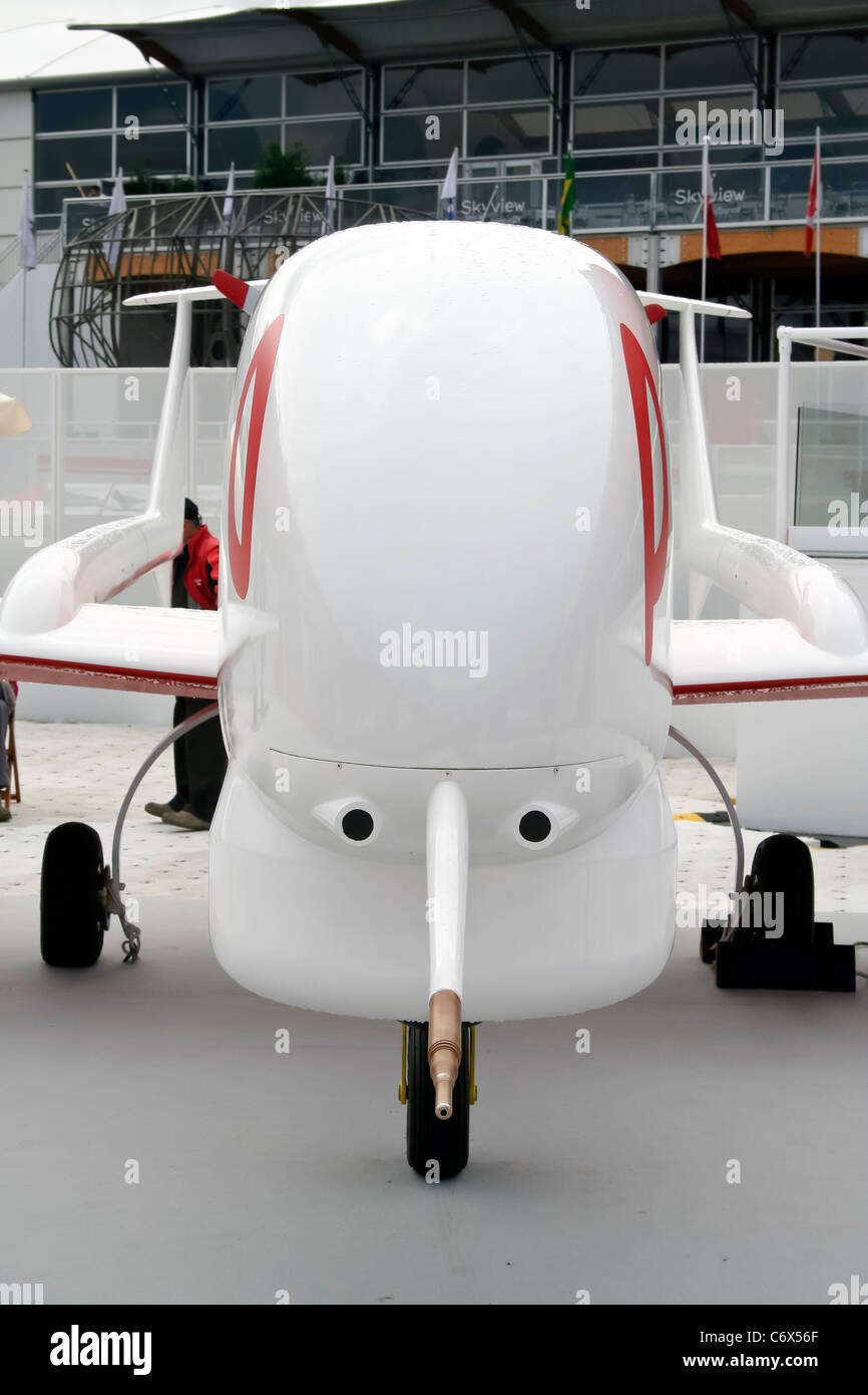 The Alenia Aeronautica Sky-Y UAV, displayed at the Farnborough International Airshow 2010, demonstrated advanced unmanned aerial vehicle (UAV) capabilities for reconnaissance and surveillance missions. It highlighted the growing role of UAVs in modern aviation. Stock Photo