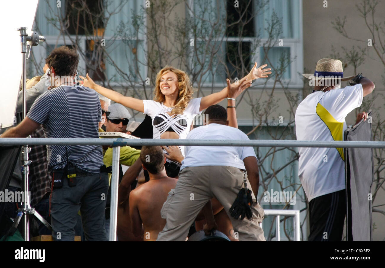 Kylie Minogue during the filming of a music video Los Angeles, USA 08