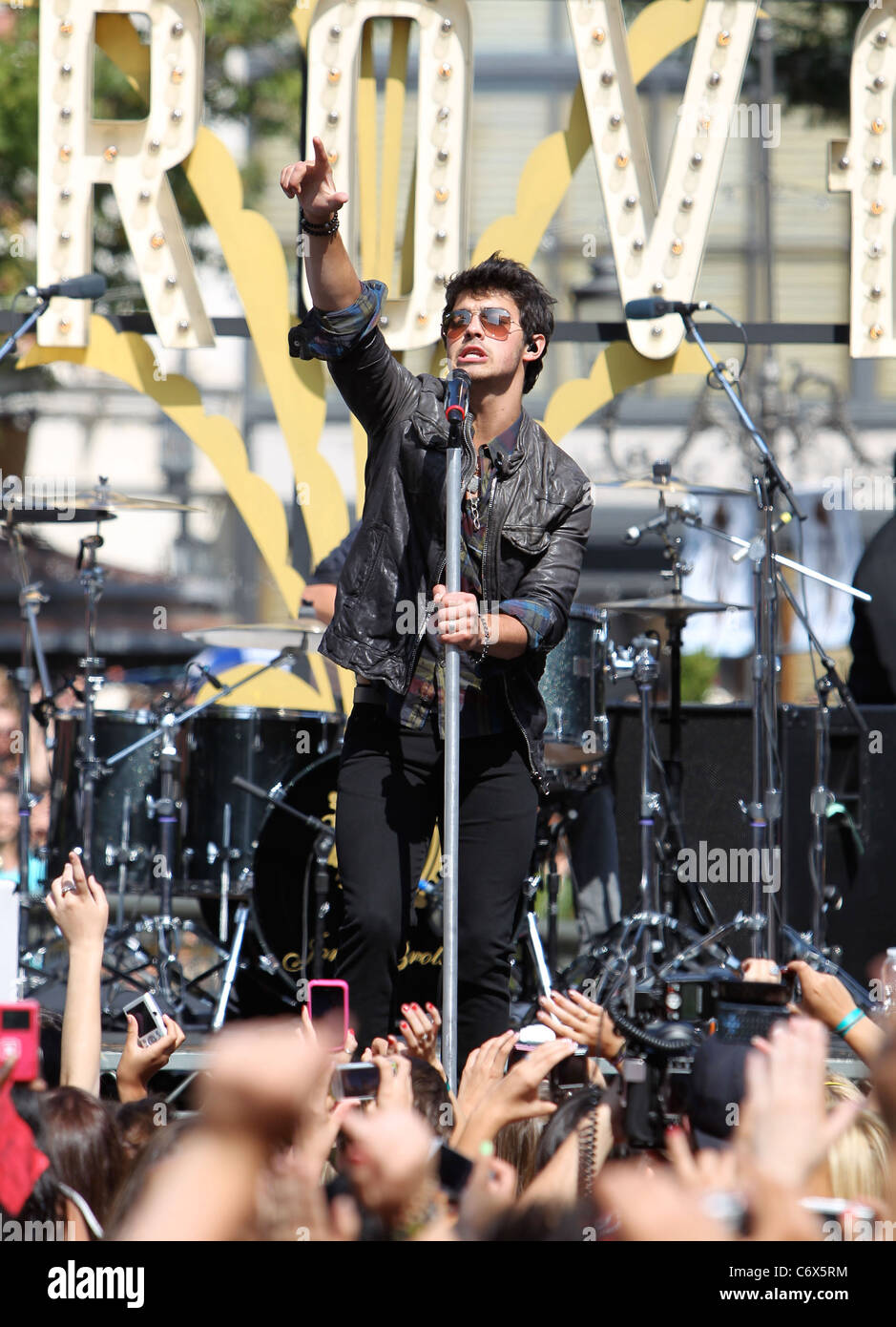 Nick Jonas Jonas Brothers performing live on stage at The Grove Los ...