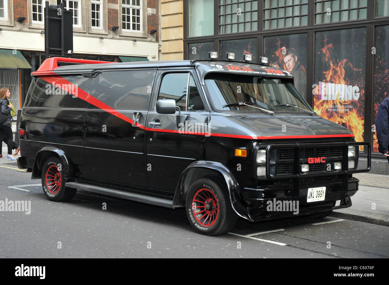 A Replica of the 'A Team' van Parked outside the BBC radio One studios, promoting BBC Radio One Xtra London, England - 19.04.10 Stock Photo