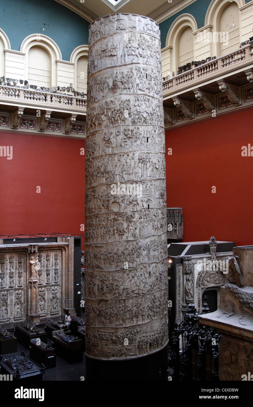 Trajans column, Plaster cast in the Victoria and Albert Musuem, London Stock Photo