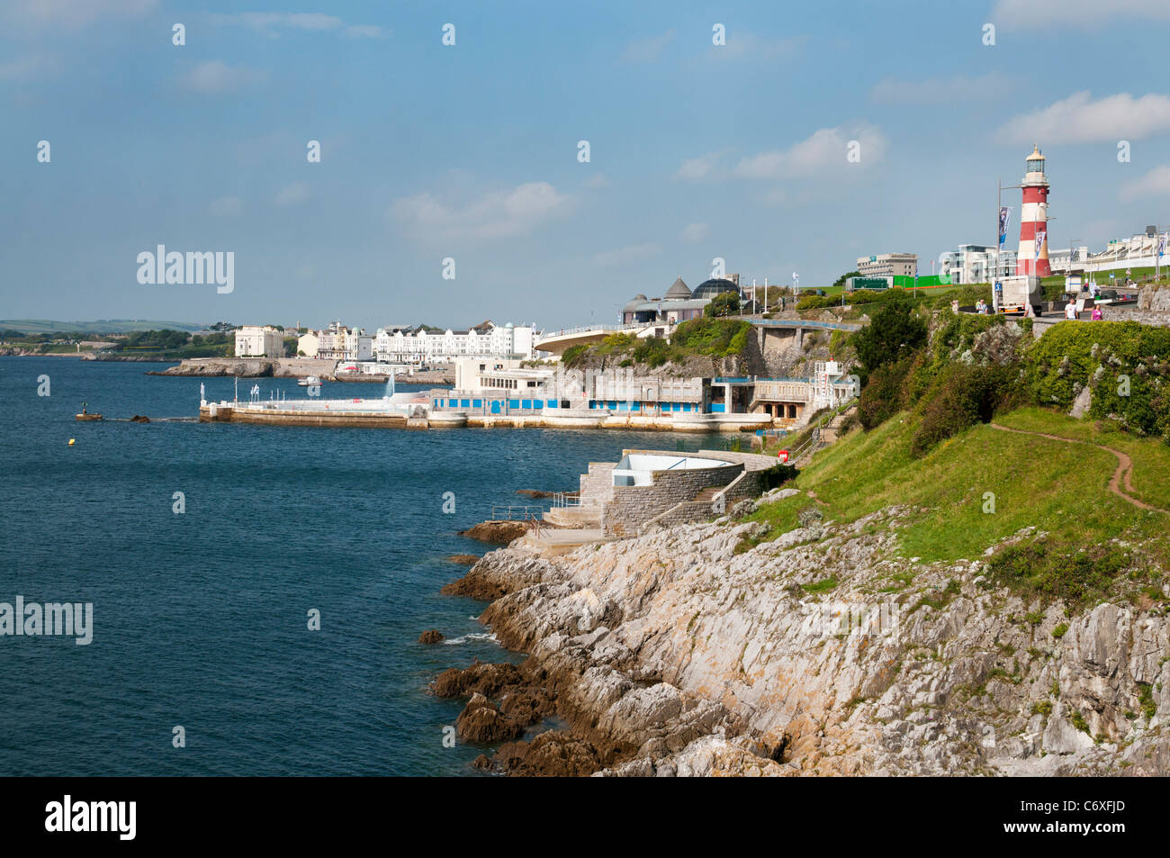 View of Plymouth Hoe towards West Hoe, Devon UK Stock Photo - Alamy