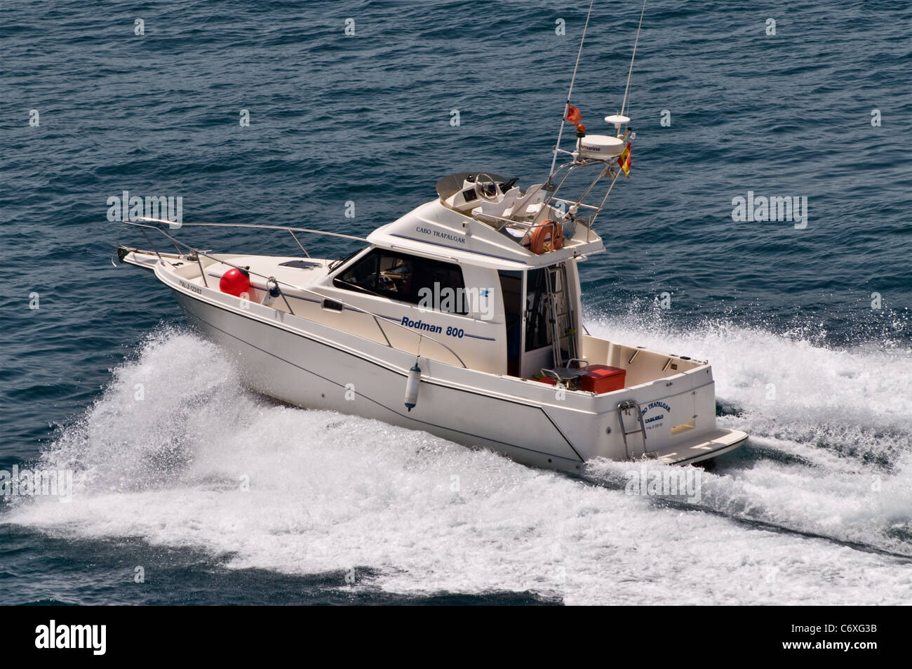 Small fast fishing boat, pleasure craft, Rodman 800 Stock Photo - Alamy