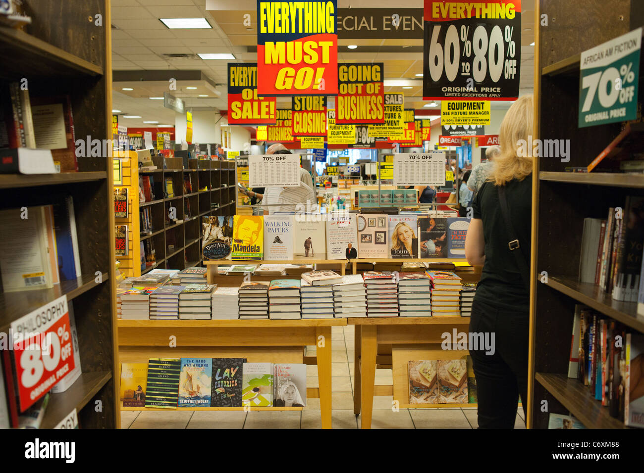The Borders bookstore in the Time Warner Center in New York Stock Photo