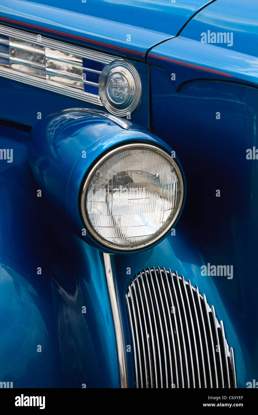 Headlight of a 1940 Packard Coupe. Stock Photo