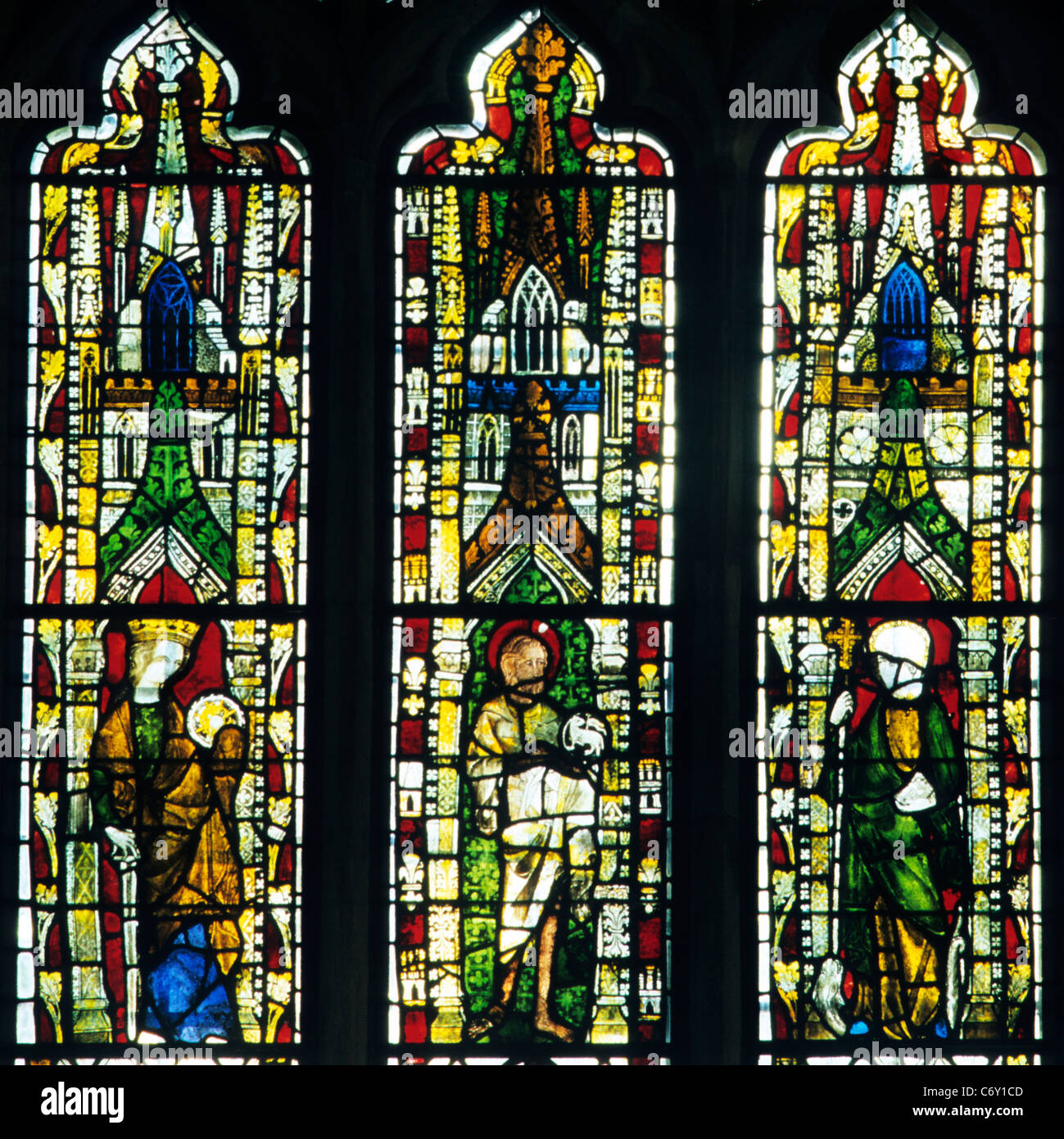 Mileham, Norfolk, west window, 14th century stained glass., St