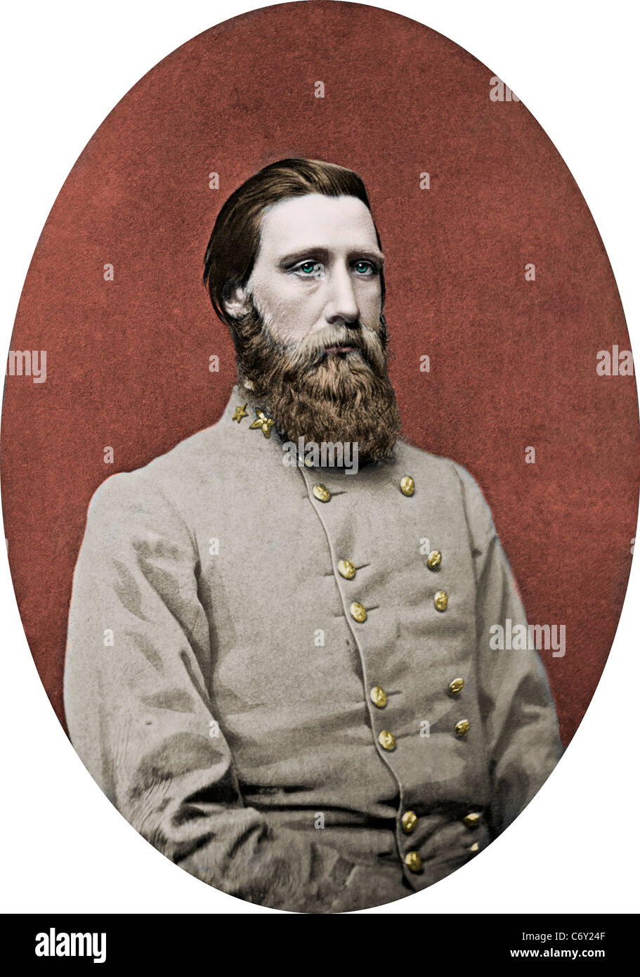Colorized photo of General John Bell Hood, CSA - USA Civil War Confederate General Stock Photo
