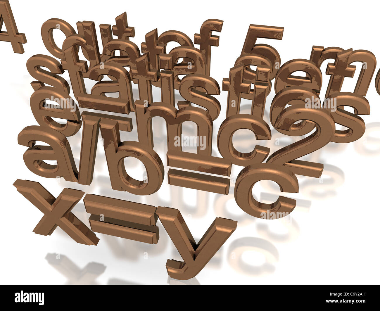 3D text of different math and statistics formulas Stock Photo