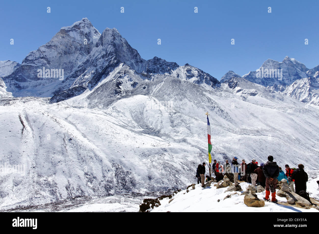 Trekking group in the Everest Region, Nepal Stock Photo