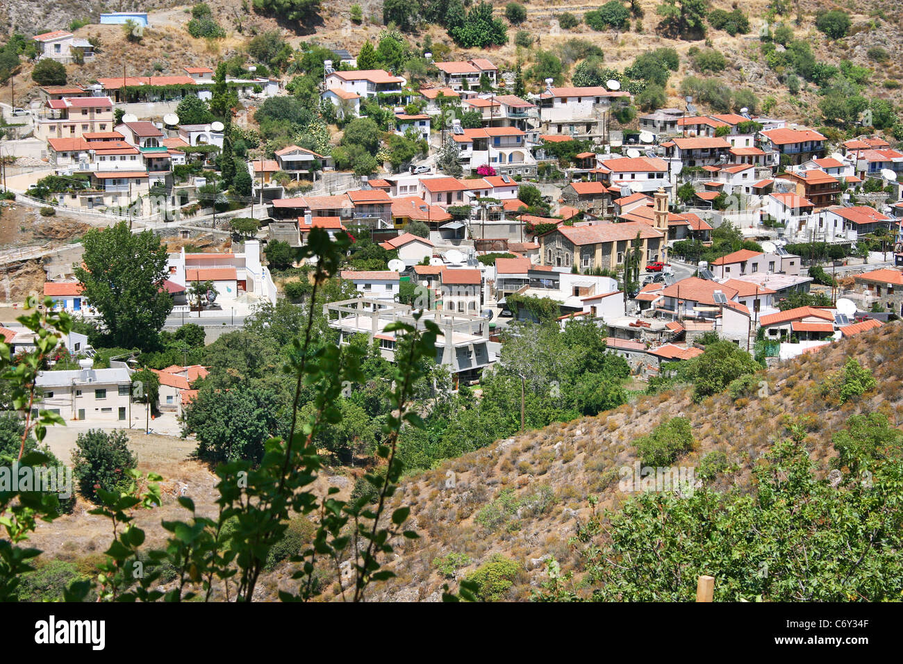 Cyprus village in mountains. Stock Photo