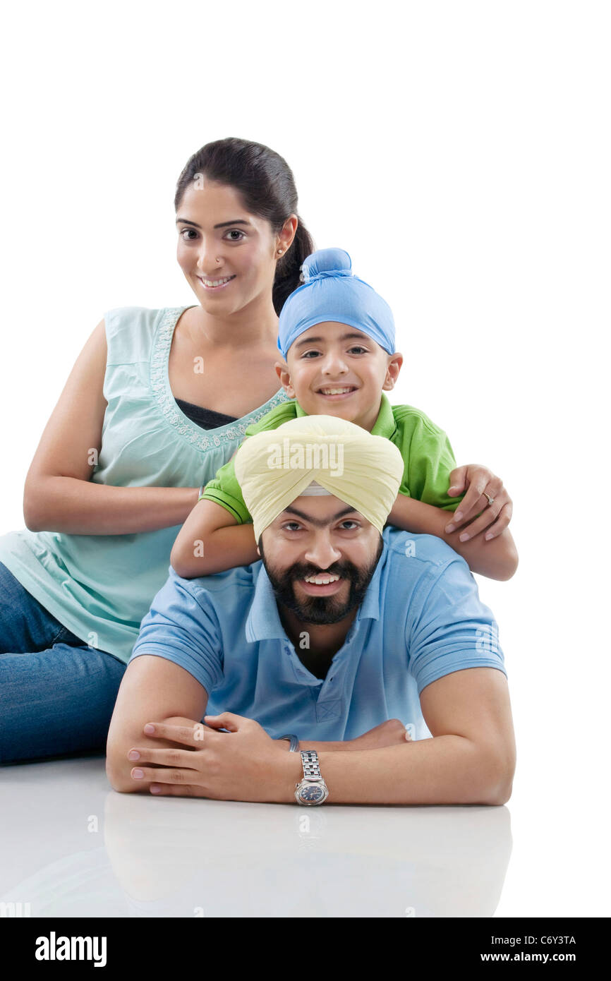 Sikh family posing Stock Photo