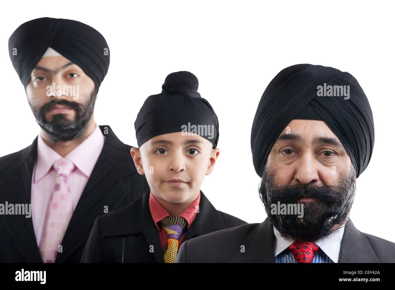 Portrait of a Sikh family Stock Photo