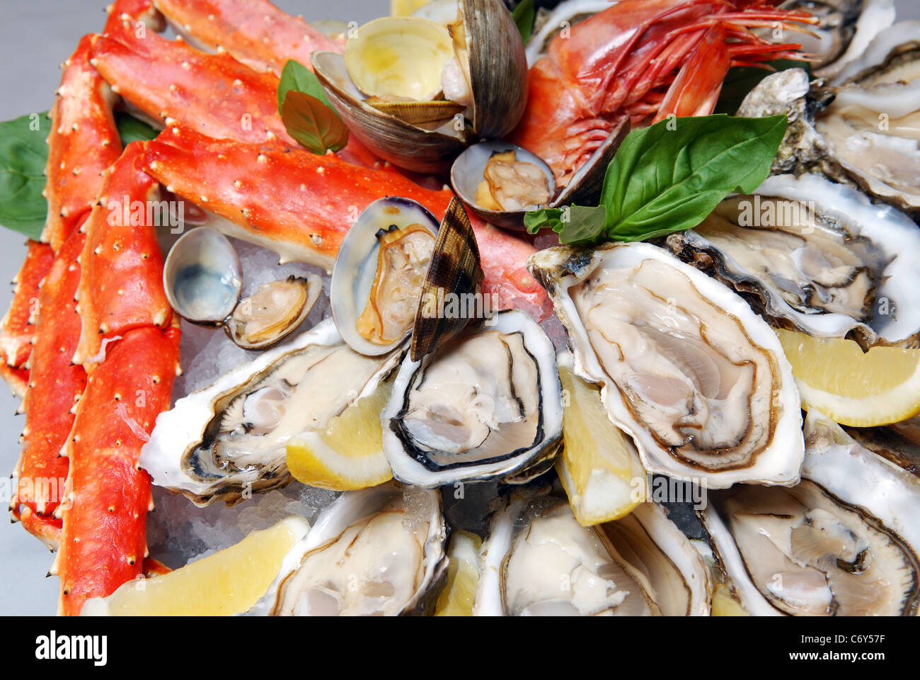 "A cocktail from seafood" with claws of the Kamchatka crab, oysters and