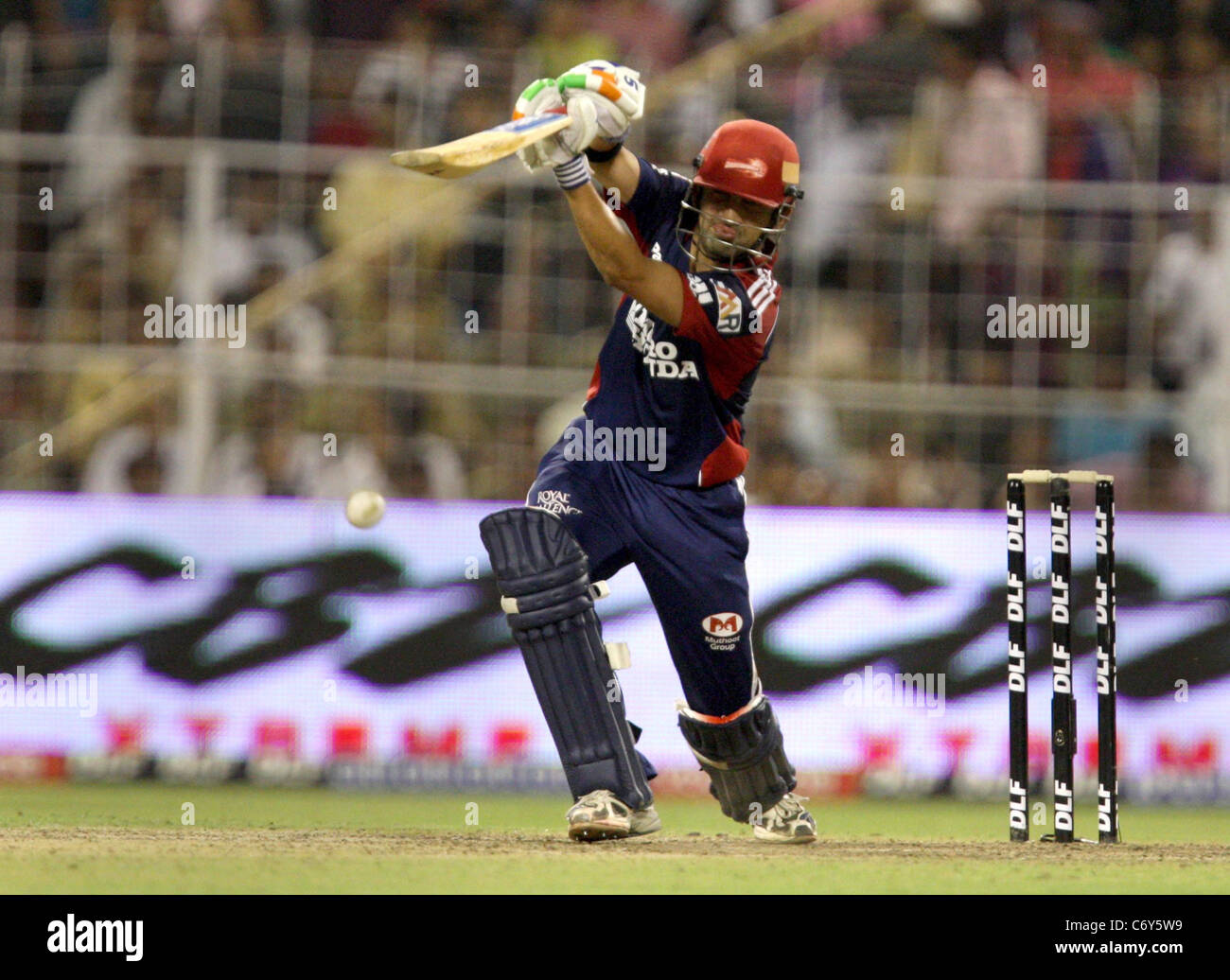 Delhi Daredevils Batsman Gautam Gambhir in action Against the Delhi Daredevils During The Indian Premier League - 39th match Stock Photo