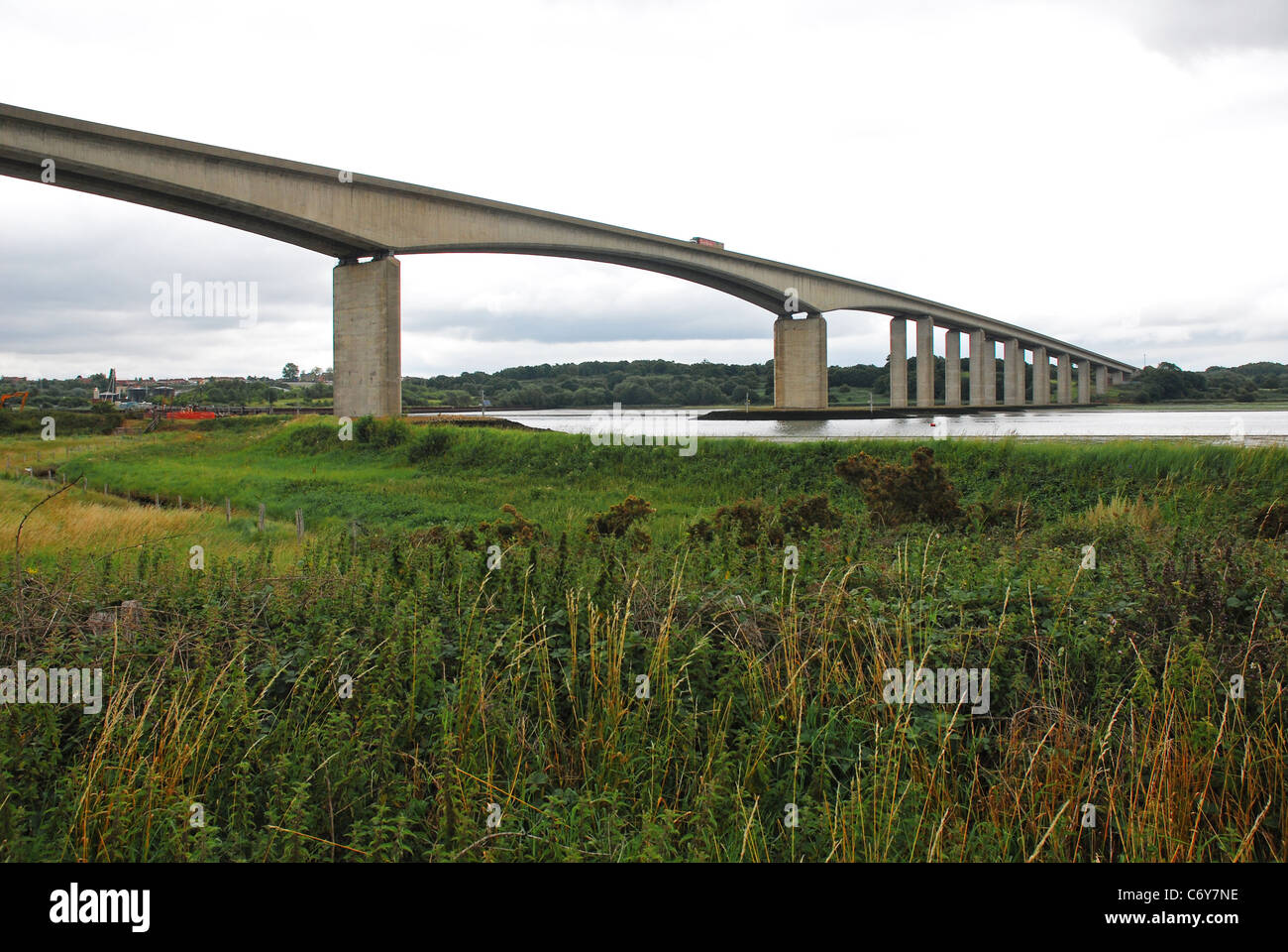 The Orwell Bridge carrying A14 main road over [River Orwell] near Ipswich Suffolk England Stock Photo