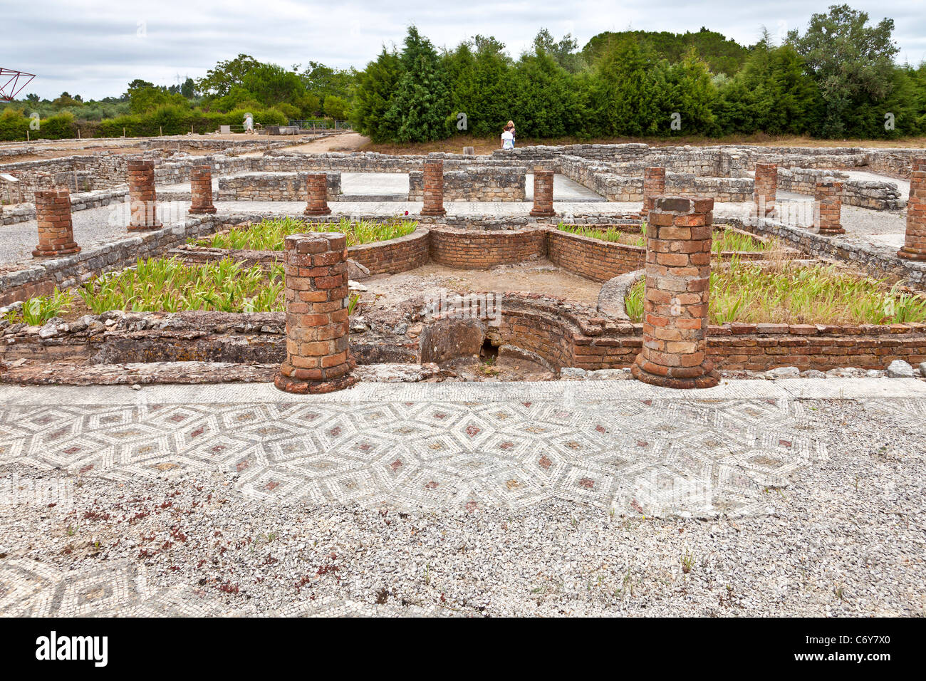 Peristyle and Mosaic in the House of the Swastika Villa in Conimbriga