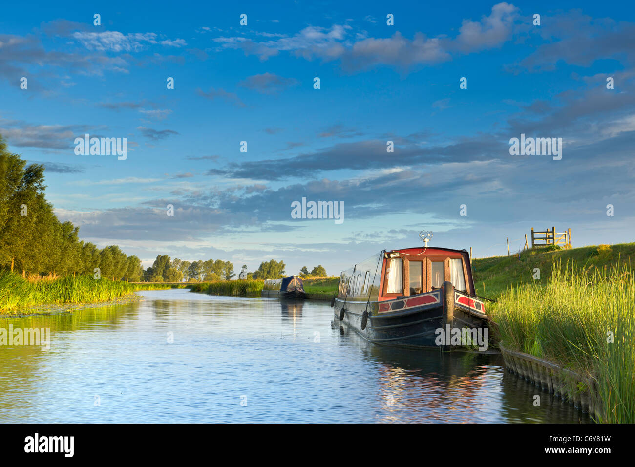 Narrowboat on the Great Ouse Stock Photo